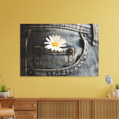 Flowers | Daisy in Jeans Pocket Canvas Afdruk (Insitu (Woonkamer))