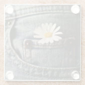 Flowers | Daisy in Jeans Pocket Glazen Onderzetter (Achterkant)