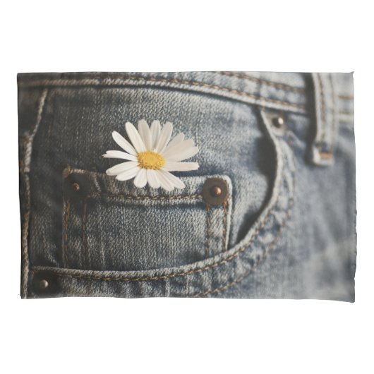 Flowers | Daisy in Jeans Pocket Kussensloop (Voorkant)
