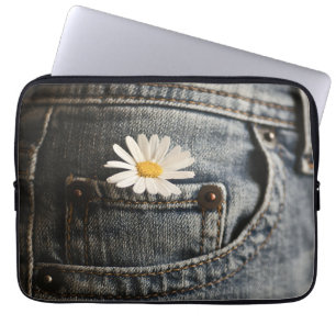 Flowers   Daisy in Jeans Pocket Laptop Sleeve