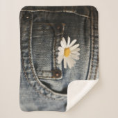 Flowers | Daisy in Jeans Pocket Sherpa Deken (Voorkant)