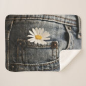 Flowers | Daisy in Jeans Pocket Sherpa Deken (Voorkant (horizontaal))