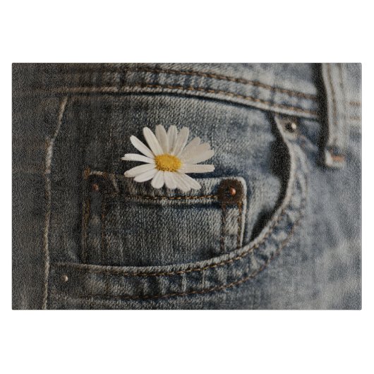 Flowers | Daisy in Jeans Pocket Snijplank (Voorkant)