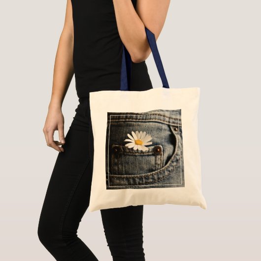 Flowers | Daisy in Jeans Pocket Tote Bag (Voorkant (product))