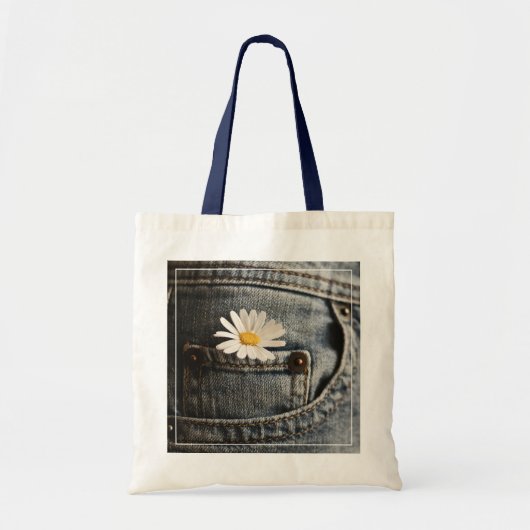 Flowers | Daisy in Jeans Pocket Tote Bag (Voorkant)