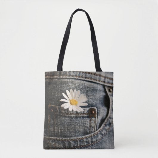 Flowers | Daisy in Jeans Pocket Tote Bag (Voorkant)