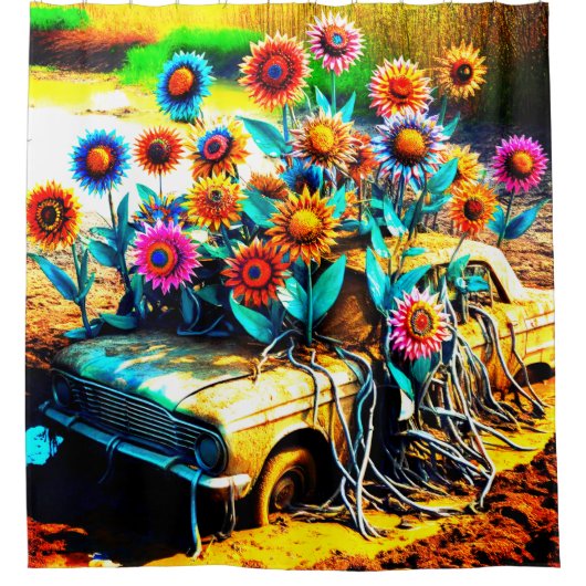 Flowers Design Douchegordijn (Voorkant)