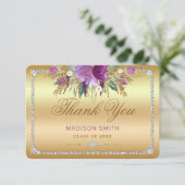 Flowers Diamonds Afstuderen Dank u Gold Aankondiging (Staand voorkant)