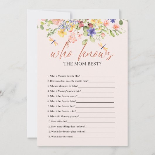 Flowers Dragonfly BABY SHOWER DIE DIGITAL WEET Kaart (Voorkant)