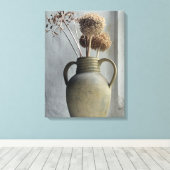 Flowers | Dried Flower Vase Canvas Afdruk (Insitu (Houten vloer))