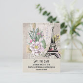 Flowers, Eiffeltoren Bewaar de datum Briefkaart (Staand voorkant)