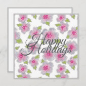 Flowers Elegance Happy Holidays Card Feestdagenkaart (Voorkant / Achterkant)