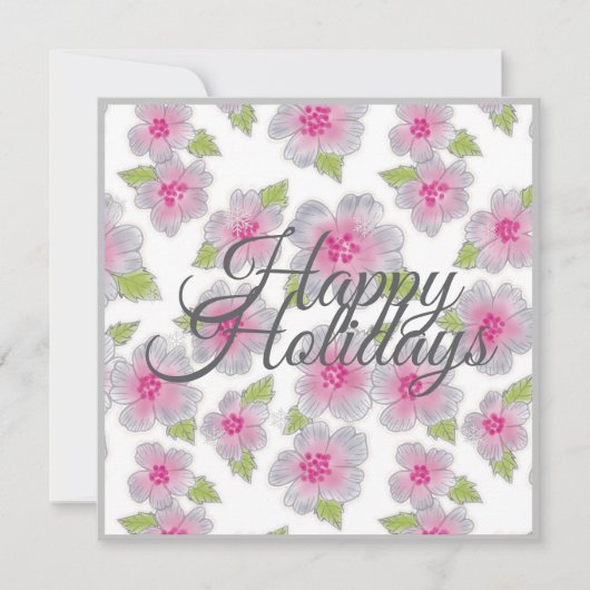 Flowers Elegance Happy Holidays Card Feestdagenkaart (Voorkant)