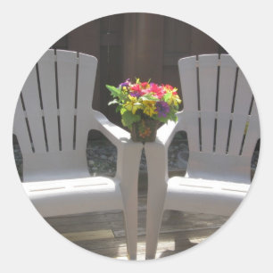 Flowers en Adirondack Chairs Ronde Sticker