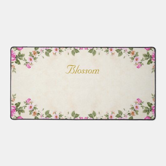 Flowers en bewerkbaar Golden Script Bureaumat (Voorkant)