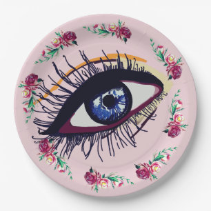 Flowers en blue Eye Art Borden voor aangepast papi Papieren Bordje