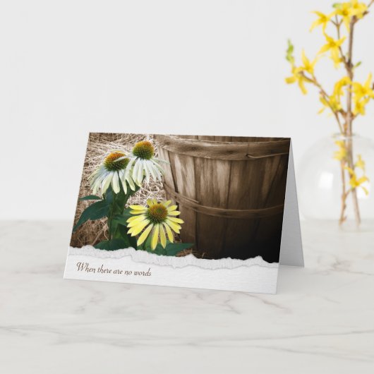 Flowers en Bushel Basket Sympathikaart Kaart (Gele Bloem)