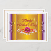 Flowers en Heart Design Happy Moederdag-Kaart (Voorkant / Achterkant)