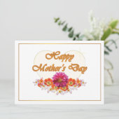 Flowers en Heart Design Happy Moederdag-Kaart (Staand voorkant)