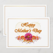 Flowers en Heart Design Happy Moederdag-Kaart (Voorkant / Achterkant)