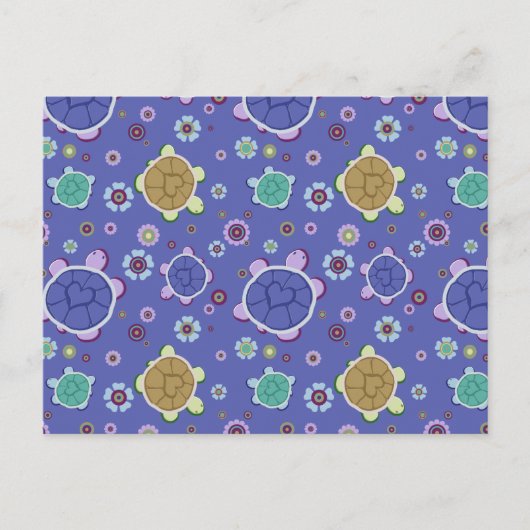 Flowers en Hearts Turtle Pattern Briefkaart (Voorkant)