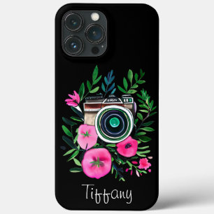 Flowers en Retro Camera Gepersonaliseerd Case-Mate iPhone Case