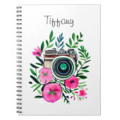  Flowers en Retro Camera Gepersonaliseerd Notitieboek (Voorkant)