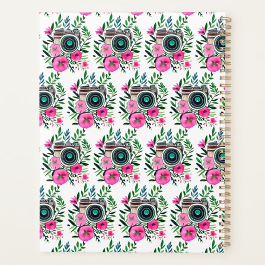  Flowers en Retro Camera Gepersonaliseerd Planner (Achterkant)