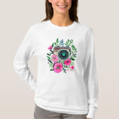 Flowers en Retro Camera Gepersonaliseerd T-shirt (Voorkant)