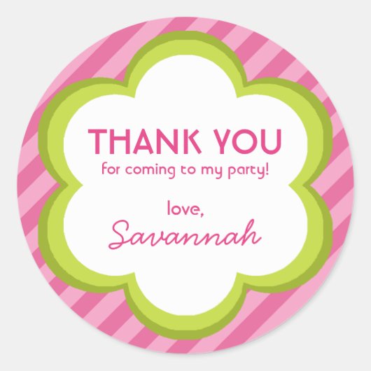 Flowers en Stripes Dank u Sticker (Voorkant)