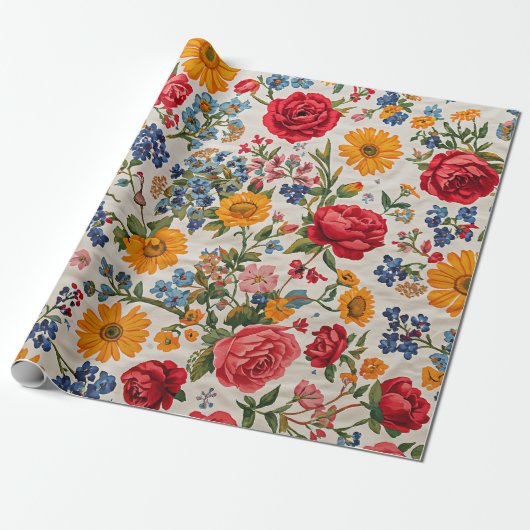 Flowers Everywhere, colorful design, Cadeaupapier (Uitgerold)
