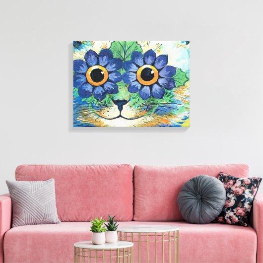 Flowers Eyes Cat van Louis Wain Canvas Afdruk (Insitu (Woonkamer))