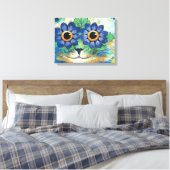 Flowers Eyes Cat van Louis Wain Canvas Afdruk (Insitu (Slaapkamer))
