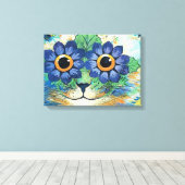 Flowers Eyes Cat van Louis Wain Canvas Afdruk (Insitu (Houten vloer))