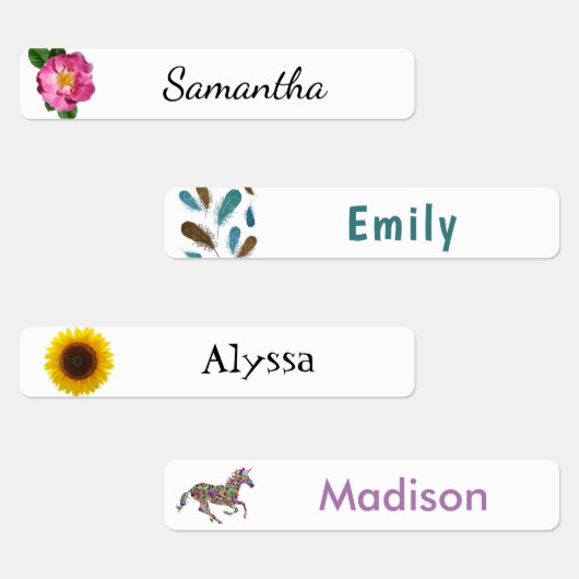 Flowers Feathers Unicorn Girls Clothing Labels (Groep)