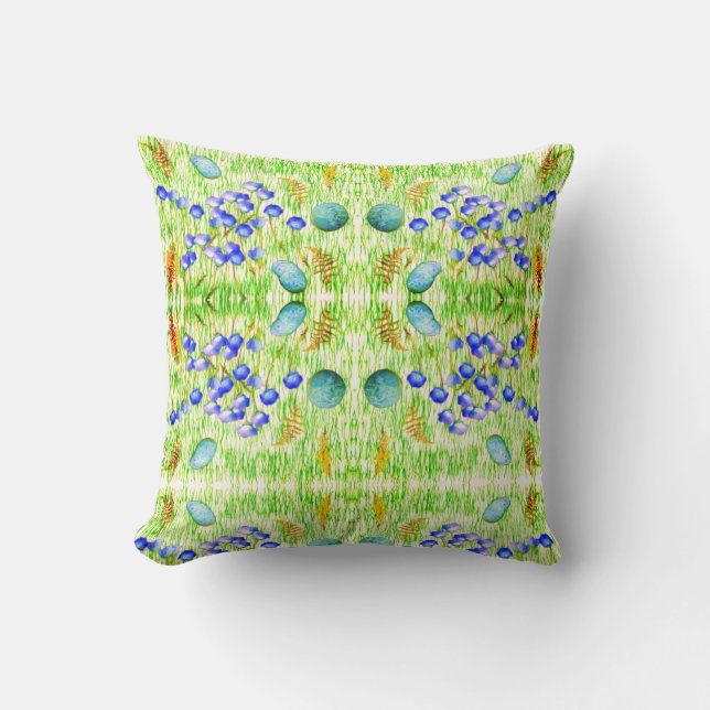 Flowers Ferns Grass Rocks schildert Abstracte kuns Kussen (Voorkant)