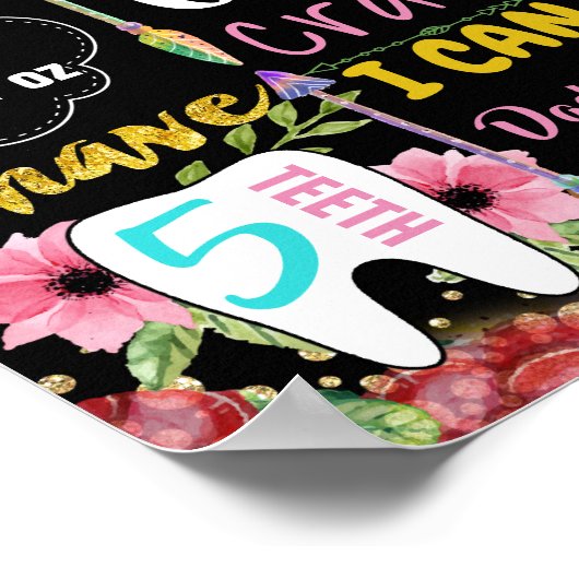 Flowers First Birthday Party Chalkboard-bord Poster (Hoek)