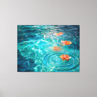 Flowers Floating on Water Canvas Afdruk