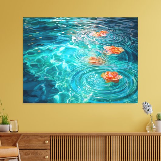 Flowers Floating on Water  Canvas Afdruk (Insitu (Woonkamer))