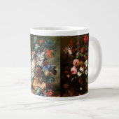 Flowers Floral  Art Gold Monogrammed Jumbo Grote Koffiekop (Voorkant rechts)