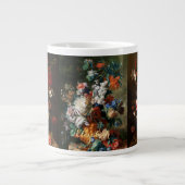 Flowers Floral  Art Gold Monogrammed Jumbo Grote Koffiekop (Voorkant)