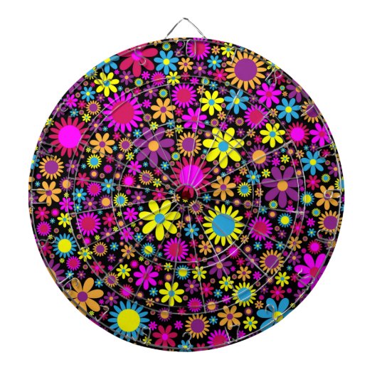 Flowers Floral Background Pattern Dartbord (Voorkant)