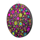 Flowers Floral Background Pattern Dartbord (Voorkant Rechts)