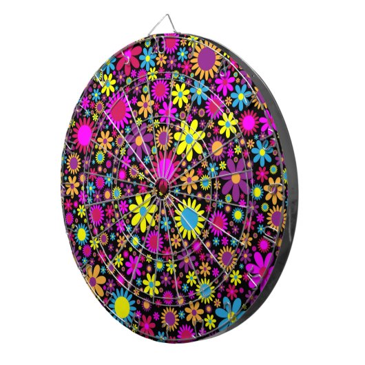 Flowers Floral Background Pattern Dartbord (Voorkant Rechts)
