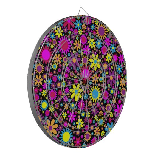 Flowers Floral Background Pattern Dartbord (Voorkant Links)