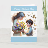 Flowers for Mother's Day Personalized Watercolor Kaart (Voorkant)