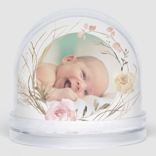 flowers frame Baptism thank you Sneeuwbol (Voorkant)