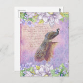 *~*  Flowers French Peacock Victoriaans AR24 Briefkaart (Voorkant / Achterkant)