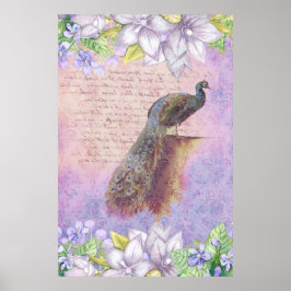 *~* Flowers French Peacock Victoriaans AR24 Poster