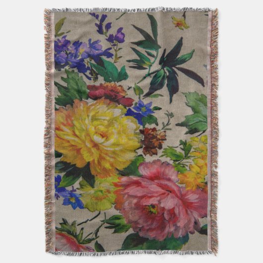 Flowers fulcolor texture Jacquard tapestry Deken (Voorkant Verticaal)